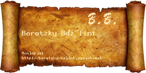 Beretzky Bálint névjegykártya